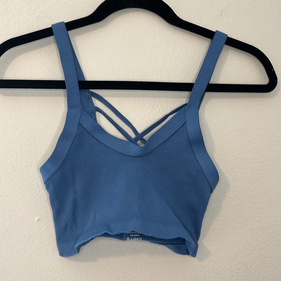 Free People Happiness Runs Strappy Back Crop Tank Blue NWOT XS/S or M/L - Picture 9 of 11